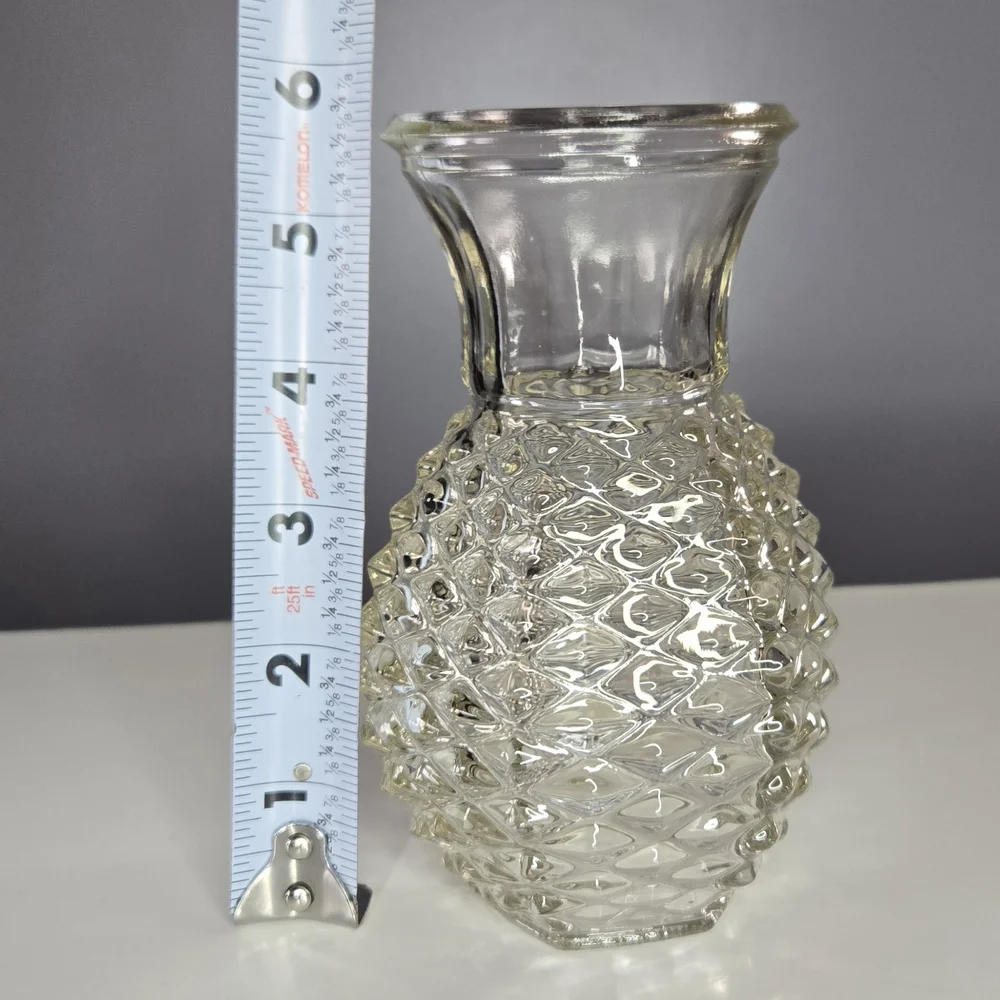Vintage 1982 FTD Diamond Cut Pineapple Glass Vase